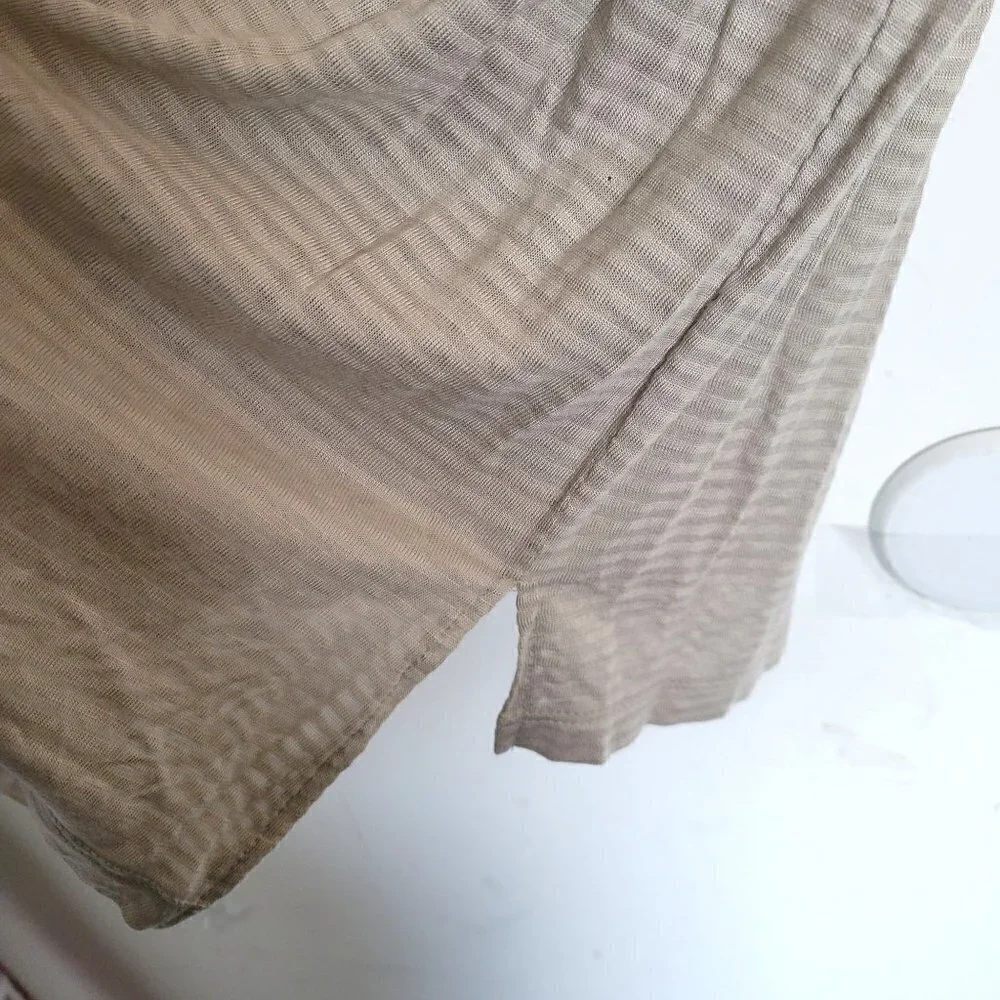 Alexander Wang Tan Cream Striped Textured Short Sleeve Tee Shirt Dress Size XS
